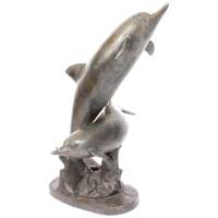 Sculpture de dauphin sautant en Bronze statue de dauphin unique en laiton antique à vendre