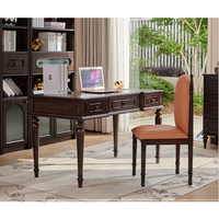Nouveau bureau d'ordinateur en bois massif durable avec rangement, style vintage pour chambre ou bureau