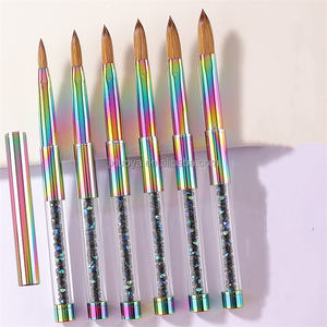 Brosse à ongles ovale plate en acrylique de luxe Kolinsky Hair pour débutants Virole sertie pour nettoyage à l'acétone - Product Image 3