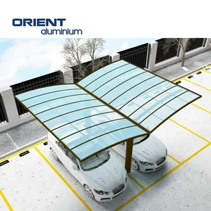Kemerli çatı açık eğimli alüminyum Carports ile 2 araba 3 araba Metal alüminyum gölge Carport