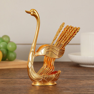 Factory Stock <strong>Swan</strong> Fruit Fork Storage Kitchen Creative Alloy Craft Tableware Gold and Silver Spoon Set Minimalist <strong>Nordic</strong> Design - Product Image 6
