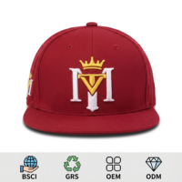 Op maat gemaakte logo rode bordeauxrode Oxford Dobby 3D reliëf geborduurde kroon platte klep hiphop streetwear verstelbare snapback pet