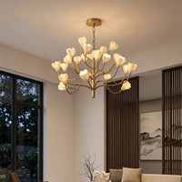 Lustre moderne en céramique à motif de fleur de magnolia, style rustique blanc et noir, luminaire pour salle à manger et salon