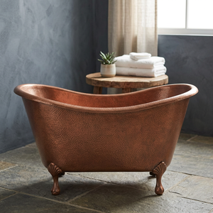 Baignoire rectangulaire en cuivre, finitions patinées de luxe, finition nickel poli, style classique haut de gamme pour salle de bain - Product Image 3