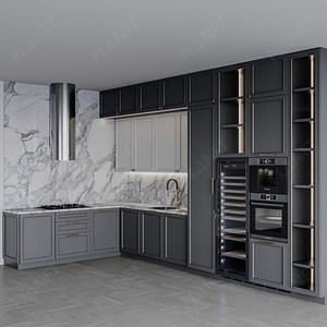 Hiện đại phong cách tối giản Thiết kế nhỏ hoàn chỉnh tùy chỉnh đồ nội thất nhà L hình melamine đơn vị tủ bếp với bồn rửa - Product Image 2