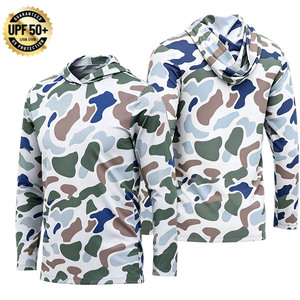 เสื้อตกปลาพิมพ์ลายพรางแบบขายส่งสั่งทำได้ ป้องกันแสงแดด UPF50 แห้งเร็ว ระบายอากาศได้ดี ผ้าไหมน้ำแข็ง พร้อมฮู้ด - Product Image 1