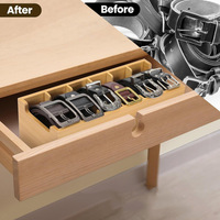Organisateur de ceinture en bois moderne personnalisé avec 6 compartiments, porte-placard en bambou et porte-cravates, boîte à finition laquée pour le rangement de la ceinture