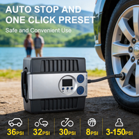 Compresseur d'air portable de poche avec batterie au lithium et prise d'alimentation 12V pour voiture, idéal pour le gonflage d'urgence des pneus en voyage.