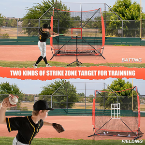 Rete da Allenamento Pieghevole Rossa per <span class=keywords><strong>Baseball</strong></span> e Softball, per Interni ed Esterni, con Funzione di Rimbalzo e Blocco - Product Image 4