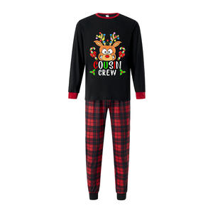 Pyjama d'hiver unisexe en coton à manches longues pour la famille et Noël Ensemble parent-enfant Vêtements de maison pour père et mère Vêtements de nuit pour enfants - Product Image 1