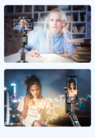 Estabilizador de cardán Rotación de 360 ° Pan Tilt Soporte para teléfono Trípode Luz de relleno Plegable Selfie Stick Estabilizadores para teléfonos inteligentes