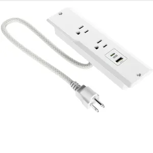Flexible USA Installed Under Tables/Chairs/Sofa Edge Power Strip Hanging Electric Extension Sockets With USB Port