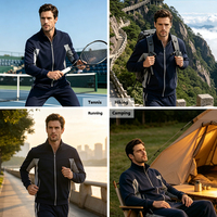 Ensemble de survêtement léger 2 pièces pour homme, automne, bleu roi et vert fluo, color-block, respirant, anti-humidité, veste et pantalon