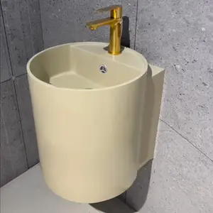 wall mounted sink for kitchen full pedestal basin salon furniture monobloc commode luxury builid Material vasque Plugless Sink.