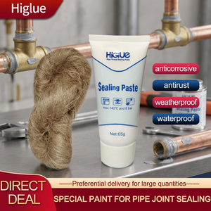 Pâte d'étanchéité avec composé de <span class=keywords><strong>joint</strong></span> de tuyau en lin <span class=keywords><strong>et</strong></span> mastic fileté gris PTFE pour applications de plomberie 65g - Product Image 1