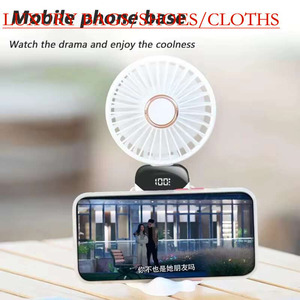 KSW 2023 portátil 3000mAh ventilador eléctrico pequeño de doble cabeza multifuncional plegable Oficina/escritorio ventilador cuello cordón duradero - Product Image 3