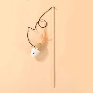 Ratón interactivo de lino y algodón de juguete para gatos de mano con estilo divertido de poste de madera de suministros directos de fábrica - Product Image 6