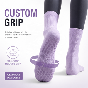 Chaussettes de Pilates personnalisées avec logo, antidérapantes, pour le yoga, durables, tricotées, anti-ampoules, athlétiques, pour femmes, respirantes, printemps - Product Image 1