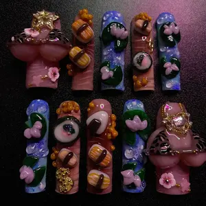 <span class=keywords><strong>Uñas</strong></span> <span class=keywords><strong>Postizas</strong></span> 3D Super Nuevas 2025 con Diseño <span class=keywords><strong>de</strong></span> Labios, Dientes y Pecho, Personalizadas, Francesas, Cuadradas, Hechas a Mano, <span class=keywords><strong>de</strong></span> Lujo - Product Image 2