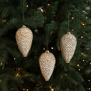 Décoration de Noël en forme de pomme de pin colorée pour arbre de Noël, arrangement de scène, décoration suspendue - Product Image 3