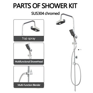 Ensemble <span class=keywords><strong>de</strong></span> douche complet avec grand panneau <span class=keywords><strong>de</strong></span> douche pluie, chromé, réglable en hauteur, prend en charge les commandes OEM et ODM - Product Image 2