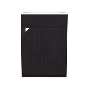 Meuble-lavabo flottant Bethel à une porte avec vasque en résine noire pour salle de bain - Product Image 6