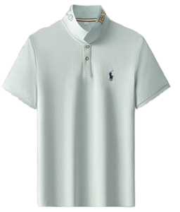 Camisetas de Golf de Manga Corta para Hombre, de Alta Calidad, Transpirables, de Algodón Tejido, con Bordado Floral Vintage, Estilo Polo con Botones - Product Image 1