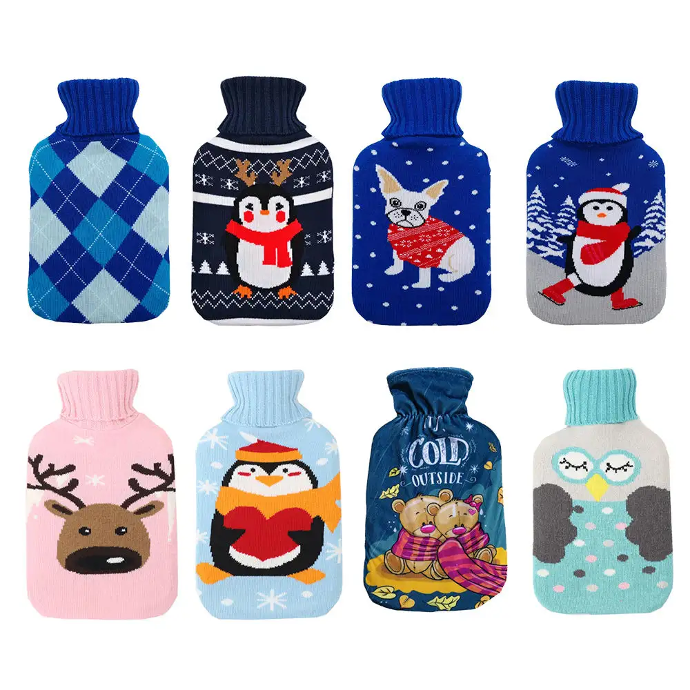 حقيبة ماء ساخن الشتاء المنزل الكريسماس مجموعة لينة زجاجات الماء الساخن مع غطاء مدفئة اليد بالجملة مخصص مع غطاء