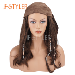 FSTYLER <span class=keywords><strong>disfraz</strong></span> Cosplay largo marrón pelucas sedoso recto blanco fibra sintética pelo venta al por mayor venta a granel barato fiesta carnaval <span class=keywords><strong>peluca</strong></span> - Product Image 1