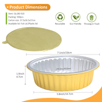 Conteneur rond en aluminium de 920 ml 180*147*47 mm Conteneur alimentaire jetable à emporter Conteneurs en aluminium avec couvercles transparents