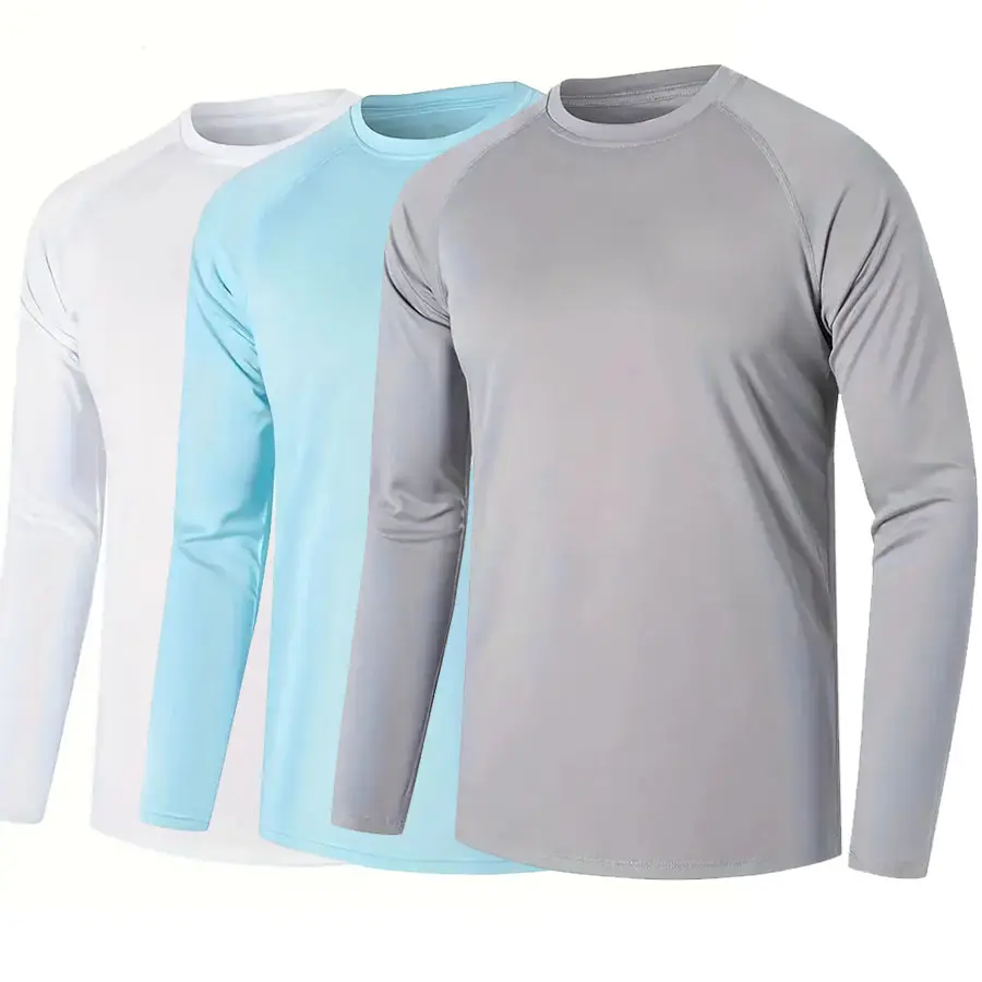 100% poliéster UPF 50 + Rash Guard camisas protección solar camisa de playa para hombres para pescar