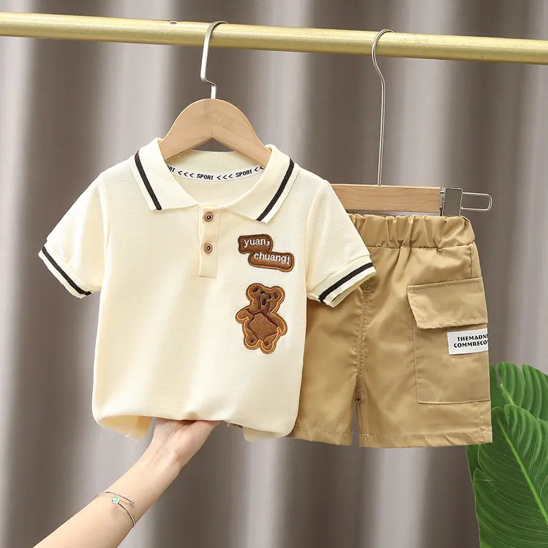 ABCKIDS New Summer 0-6 Year Old Children's Suit Half-sleeved Children's T-shirt Sports Home Clothes Factory Direct Sales