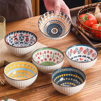 Lot de 4 mini-bols en céramique de 4,5 pouces, style bohème coréen, écologiques et personnalisables, en coffret cadeau, pour cadeaux d'affaires, durables