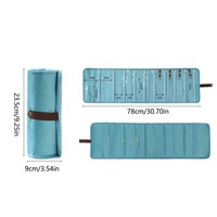 Sac à bijoux portable, étui de rangement pliable pour bijoux de voyage avec poches zippées, pochette de rangement en velours pour bagues