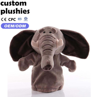 Marionnette en peluche d'éléphant personnalisée en usine, ultra-douce, en peluche courte, universelle pour l'interaction parent-enfant