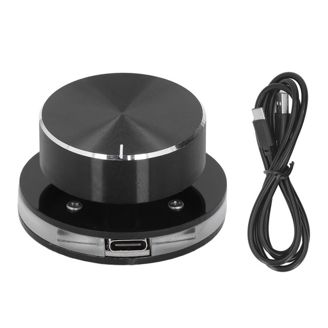 USB Volume Control Knob for Android System PC Multimedia Type C External Media Adjustment Controller with RGB Light