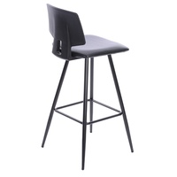 Tabouret de bar en métal noir fait à la main chaises hautes de cuisine tabouret de bar en cuir en gros tabourets de bar de luxe modernes du milieu du siècle