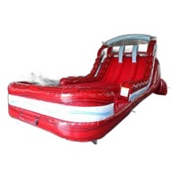 Tobogán Acuático Inflable Híbrido de Doble Carril FAN BOUNCE Crimson Bay de 18 pies, Comercial, de PVC, para Exteriores