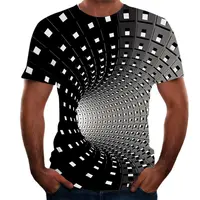 2021 OEM renkli 3D illusion baskı erkek tişört komik tişört siyah erkek kazak o-boyun t gömlek mens grafik tee