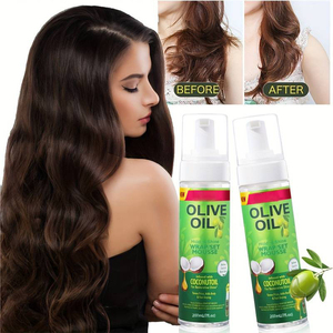 <span class=keywords><strong>Mousse</strong></span> Huile <span class=keywords><strong>Coiffante</strong></span> Forte Tenue pour Cheveux Bouclés et Perruques à l'Huile d'<span class=keywords><strong>Olive</strong></span> Unisexe, Protection Anti-Brillance pour Boucles - Product Image 1