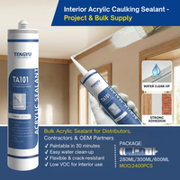 Scellant acrylique latex imperméable et peignable de 300 ml, blanc, pour fenêtres, portes, garnitures, remplissage des espaces intérieurs, faible odeur