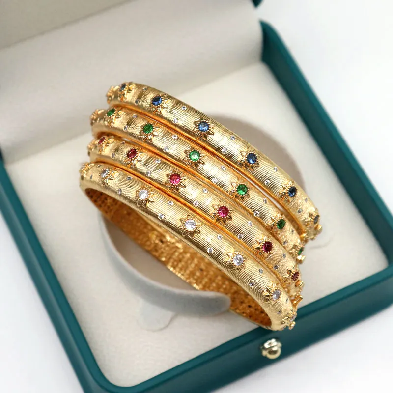 Ý Hoàng Gia chải Vòng đeo tay cho phụ nữ, mới nhất 18K mạ vàng Bangle thiết kế