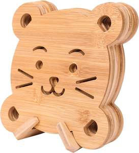 Sous-plats rectangulaires en bambou épais écologiques résistants à la chaleur avec support de rangement vertical gravable au laser - Product Image 1