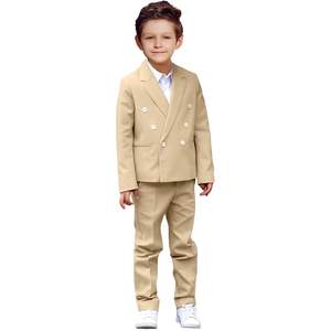 Conjunto de traje de 2 piezas para niños champán Formal Slim Fit niños esmoquin doble botonadura Blazer pantalones para bodas Proms fiestas de cumpleaños - Product Image 3