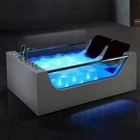 Nouveau-né baignoire deux personnes bain intérieur jet d'eau massage tourbillon hydromassag chauffage thermostatique couleur lumière baignoire acrylique