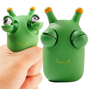 Novacross Factory Outlet Cute Green Silicone Slug Fidget Squeeze Toy Ejecting Big Eyeball Funny Anti-Stress Decompression