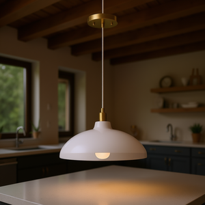 Astral 14 \ "D X 8 \" H Lámpara colgante blanca de una sola luz con acabado de latón dorado para entrada Cocina o isla - Product Image 2