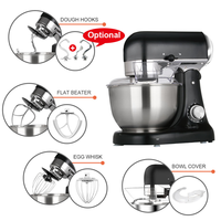 Batteur sur socle 1000W 5L avec bol mélangeur en SUS304, tête inclinable, boîtier en aluminium moulé sous pression, 8 vitesses, mélangeur planétaire avec moteur en cuivre pur