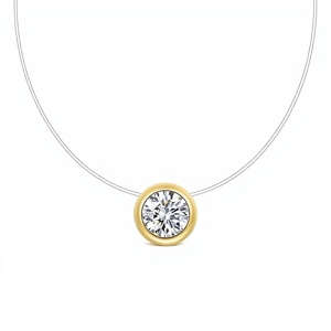 Collier en Moissanite couleur D, chaîne invisible en argent S925, pendentif plaqué or pour femme - Product Image 4