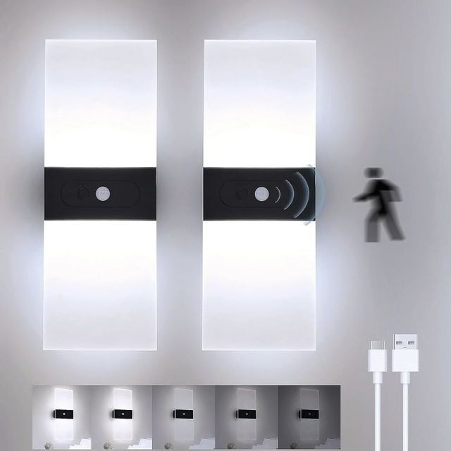 Indoor Dimmable Acrylic LED Night Light Magnetic Wireless Rechargeable Bedside Wall Sconce Motion Sensor Dual-Temperature High